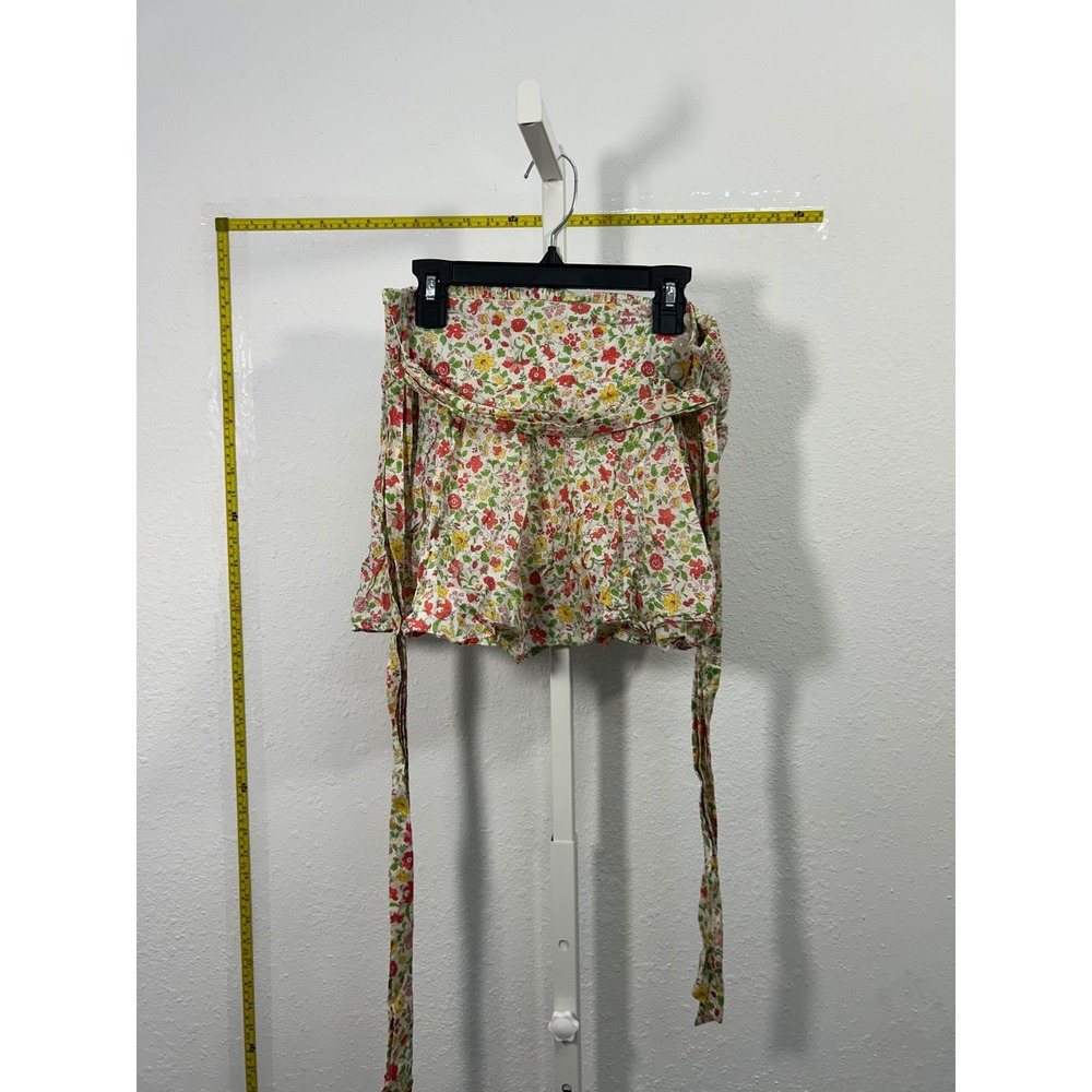 American Eagle Floral‎ Skort XS Smocked Waist Ruffle Mini Skirt Shorts Tie Belt